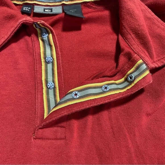 REI Red Snap Front UPF 50+ Polo Shirt, Size XL - Picture 5 of 14